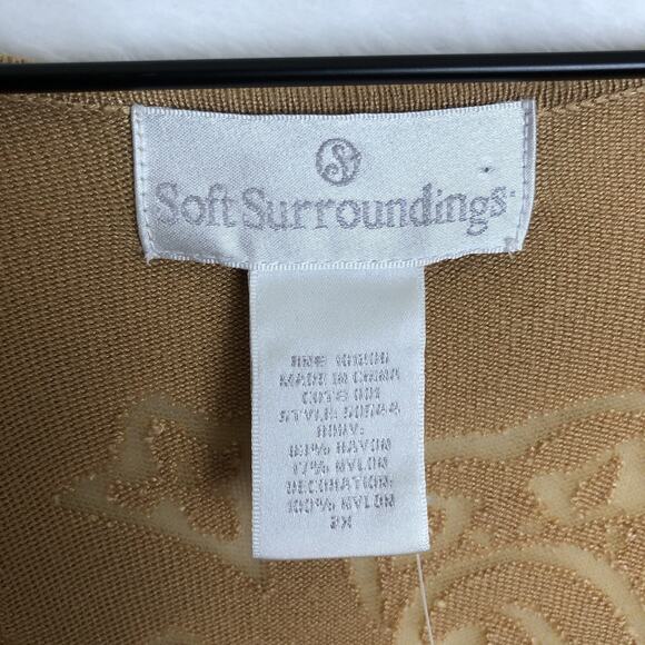 NWT SOFT SURROUNDINGS Beaded Sweater Plus Sz 2X Camel Tan L/S Knit Burnout Rayon - Picture 3 of 11